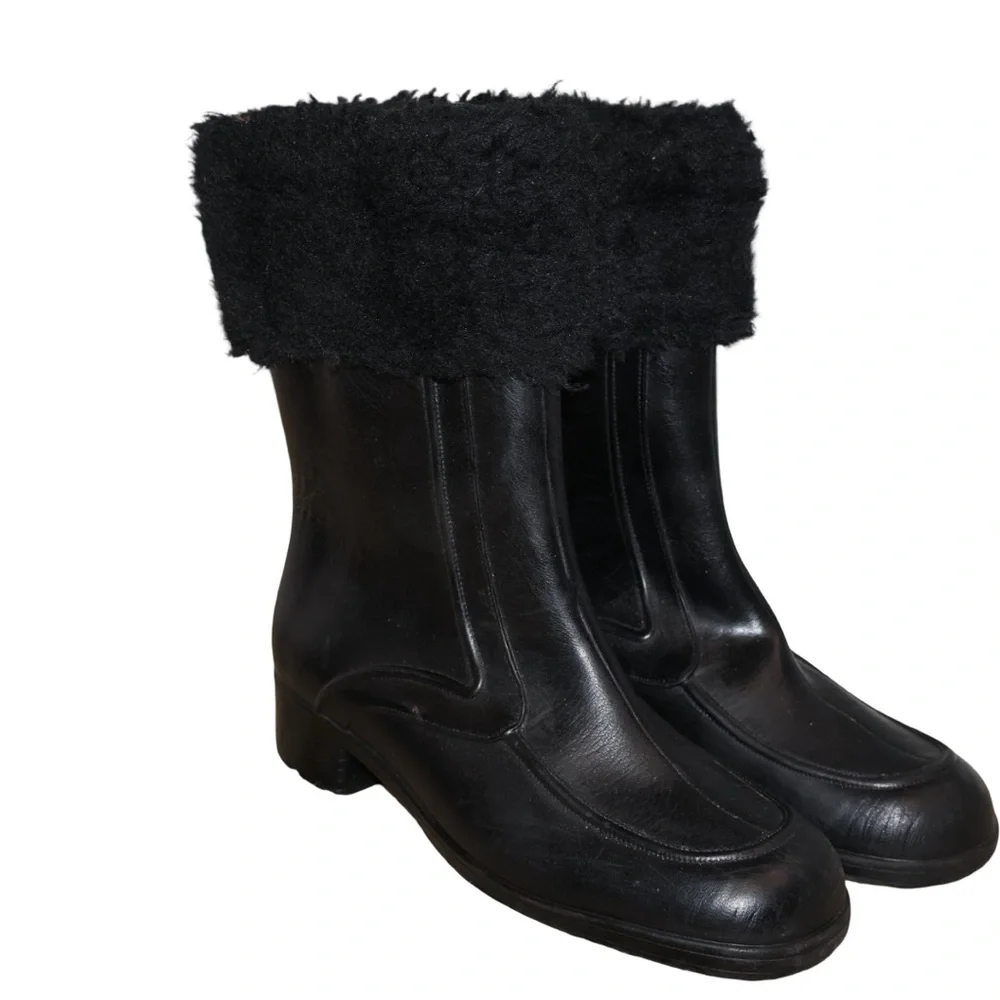 Vintage‎ 70s Waterproof black rain boots. Size 6